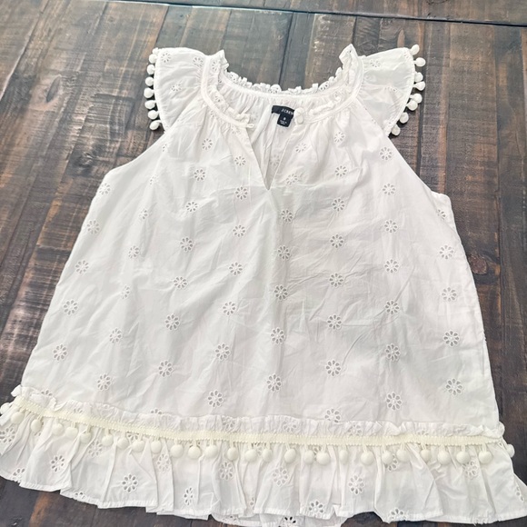 J. Crew White Eyelet Blouse with Ruffles - Picture 3 of 11